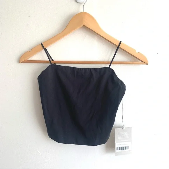 New Everlane The Cropped Square Neck Cami in Black Size XS - Picture 3 of 9